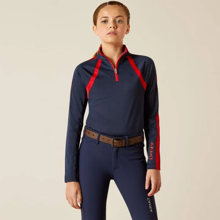 Kids TShirts and Polos Ariat Sunstopper 30 14 Zip Baselayer Navyt
