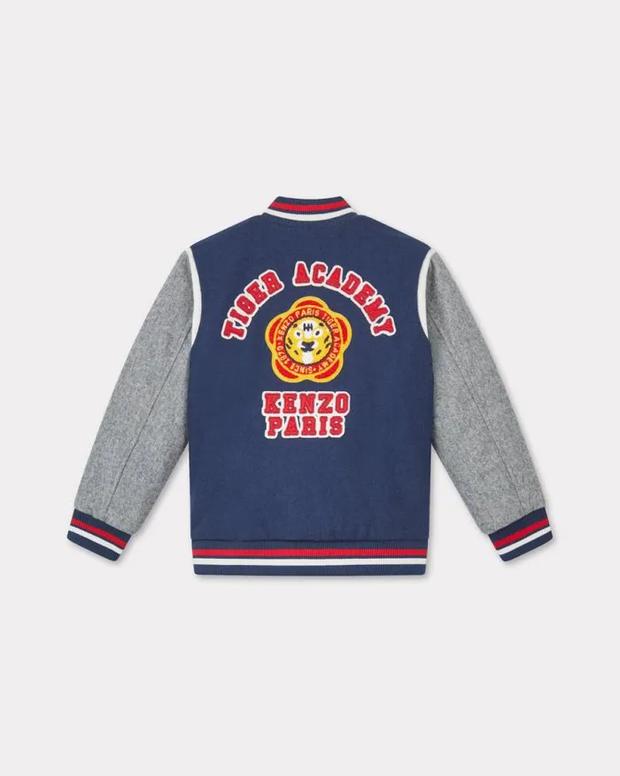 Kids Wool Embroidered Jacket Blue Black Kenzo Jackets And Coats
