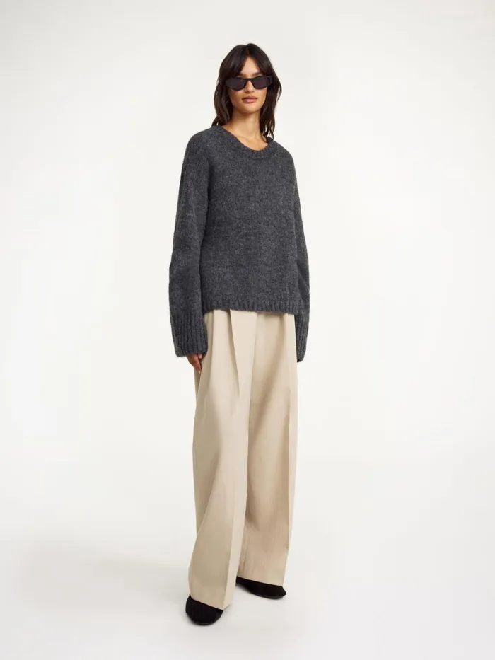 Knitwear Women By Malene Birger Cierra Sweater Grey Melange