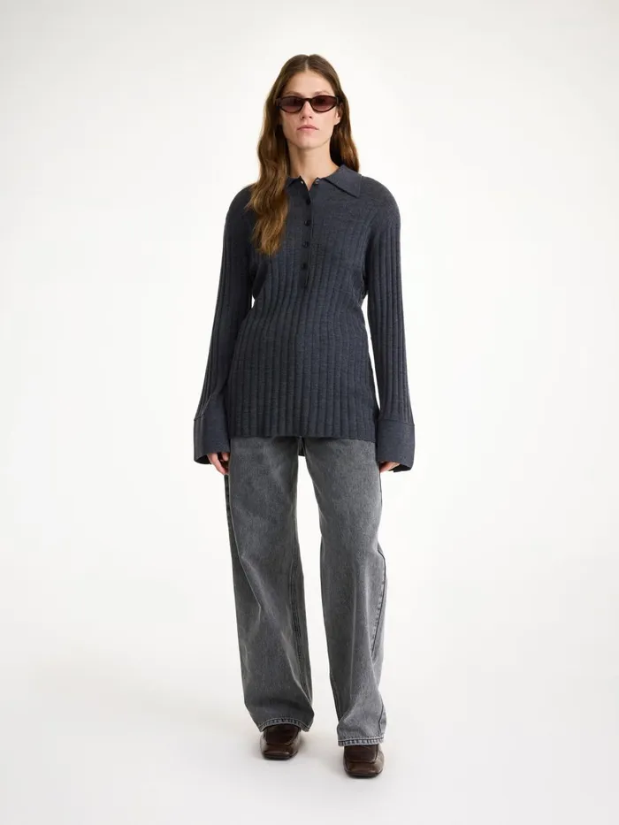 Knitwear Women By Malene Birger Delphine Merino Wool Sweater Jet Grey