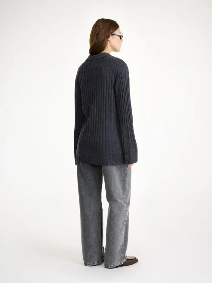 Knitwear Women By Malene Birger Delphine Merino Wool Sweater Jet Grey