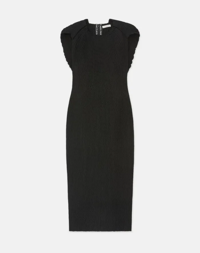 Lafayette 148 New York Finespun Voile Pleated Dress Black Ready To Wear Dresses