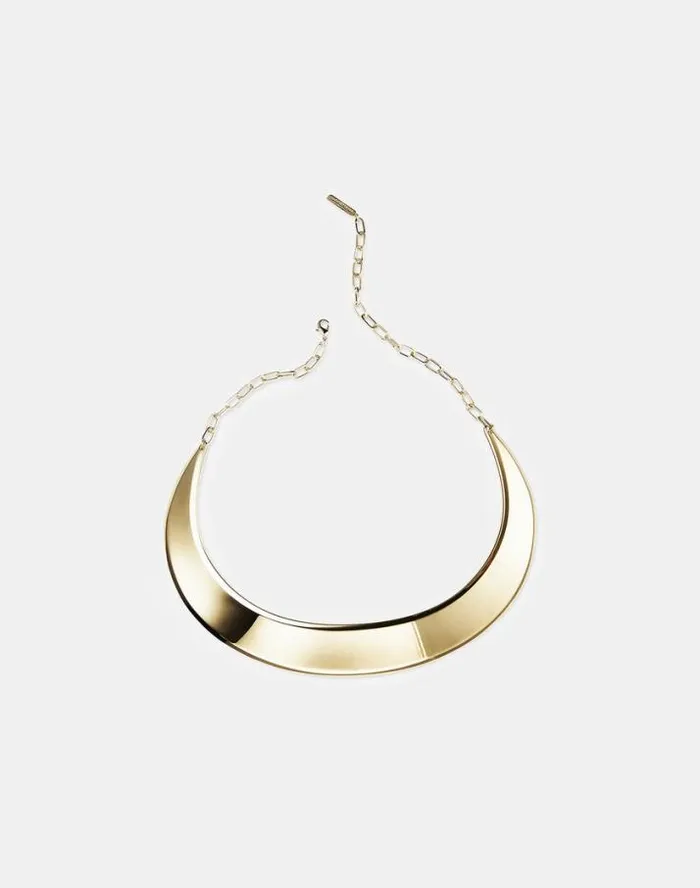 Lafayette 148 New York Lune Brass Collar Necklace Pale Gold Accessories Jewelry