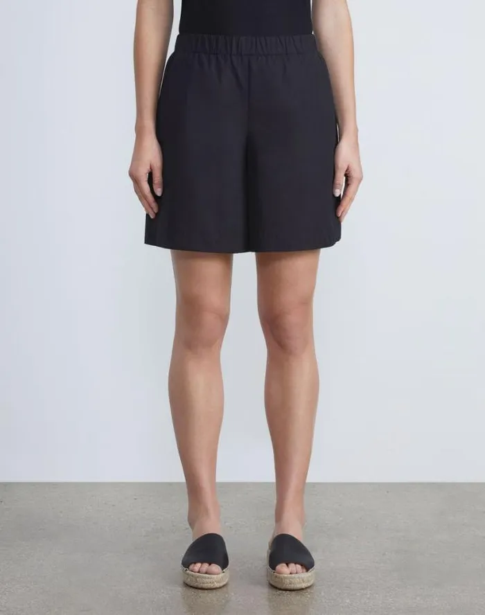 Lafayette 148 New York Organic Cotton Poplin Riverside Short Black Ready To Wear Pants and Shorts