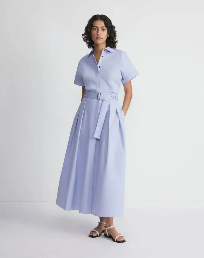 Lafayette 148 New York Organic Cotton Poplin Shirtdress Wild Bluet Ready To Wear Dresses