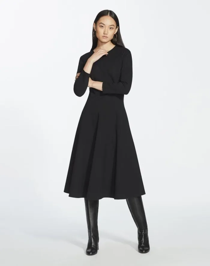 Lafayette 148 New York Punto Milano Flared Midi Dress Black Ready To Wear Dresses