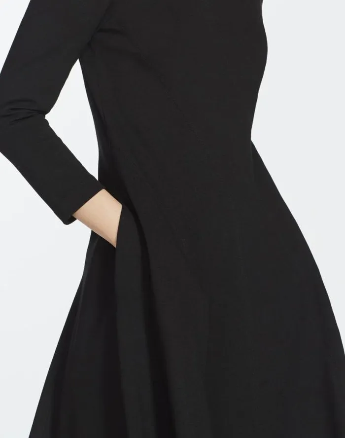 Lafayette 148 New York Punto Milano Flared Midi Dress Black Ready To Wear Dresses