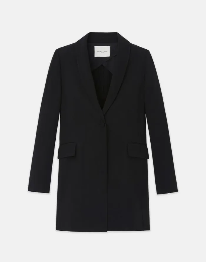 Lafayette 148 New York Responsible Finesse Crepe Shawl Collar Jacket Black Ready To Wear Jackets and Blazers