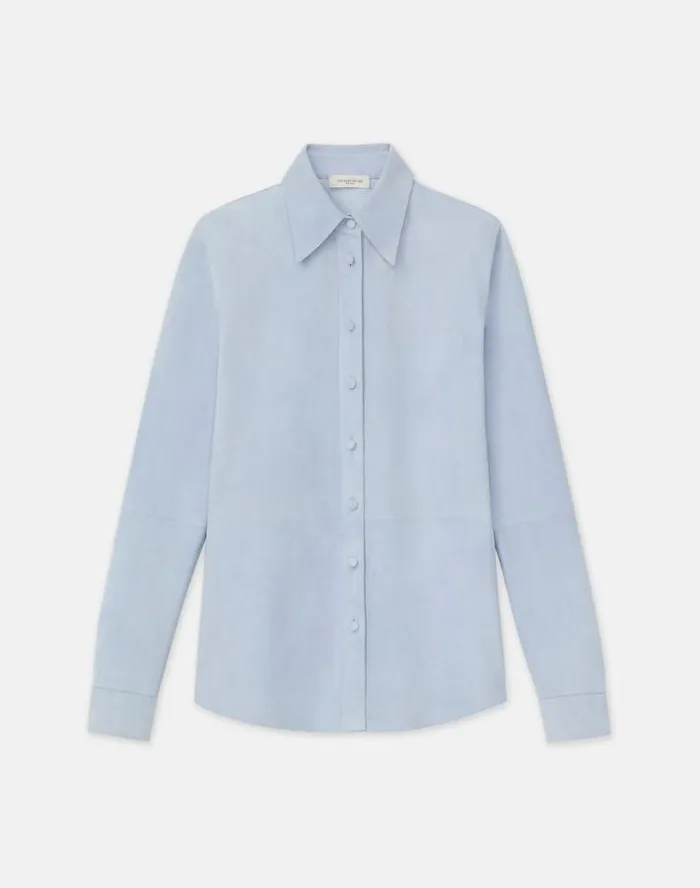 Lafayette 148 New York Suede Shirt Jacket Wild Bluet Ready To Wear Leathers and Suedes