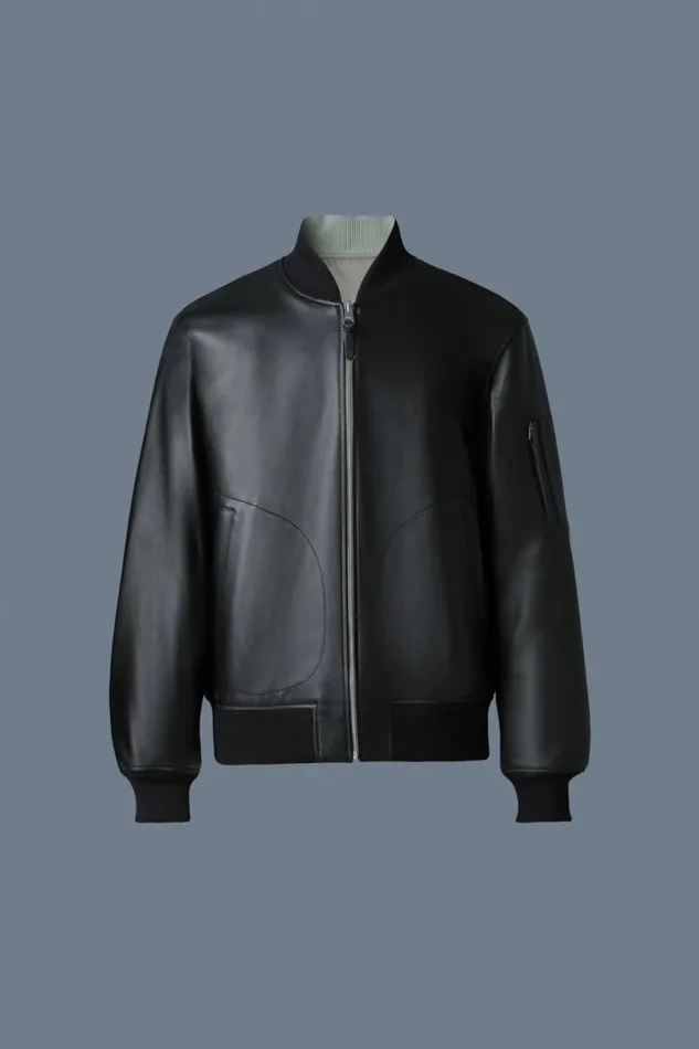 Leather Jackets Men Mackage EASTONR 2in1 Lamb Leather Bomber Jacket Black