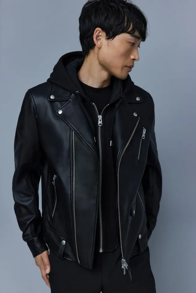Leather Jackets Men Mackage MAGNUSCN 2in1 Leather Biker Jacket Black