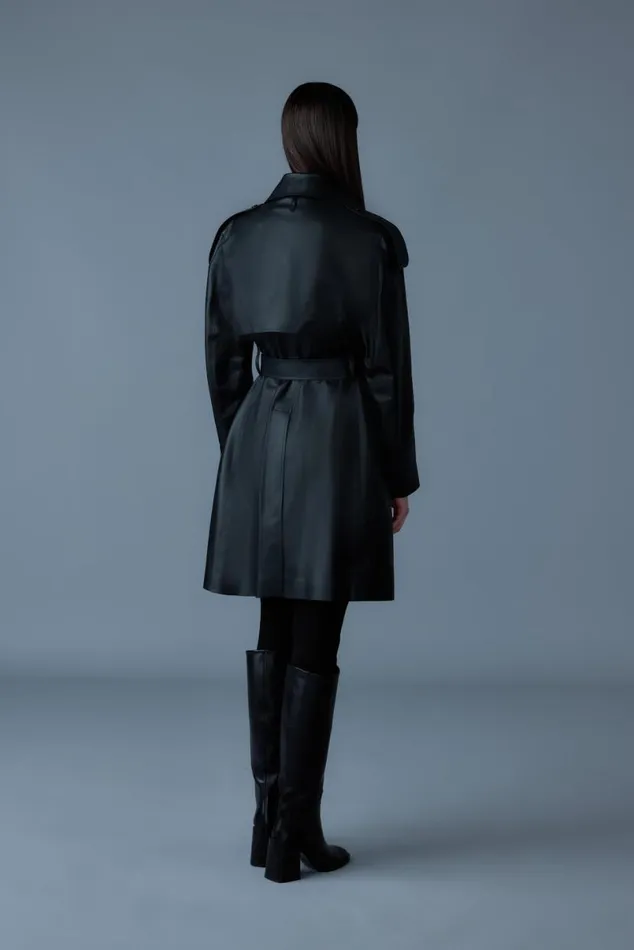 Leather Jackets Women Mackage MEDORA Luster Leather Threequarter Coat Black