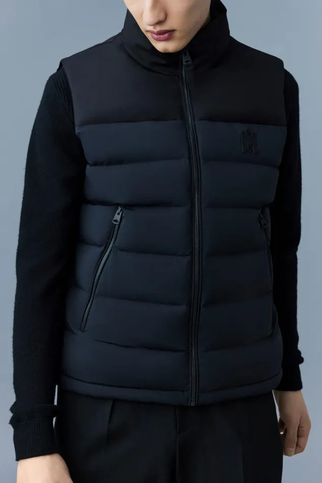 Light Down Jackets Men Mackage BOBBIE Agile360 Stretch Light Down Vest With Stand Collar Black Light Down Jackets Men Mackage BOBBIE Agile360 Stretch Light Down Vest With Stand Collar Black
