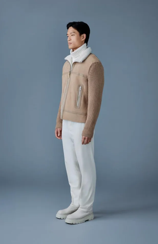 Light Jackets Men Mackage JONATHAN Mixedmedia Shearling Jacket Light Camelnatural Light Jackets Men Mackage JONATHAN Mixedmedia Shearling Jacket Light Camelnatural