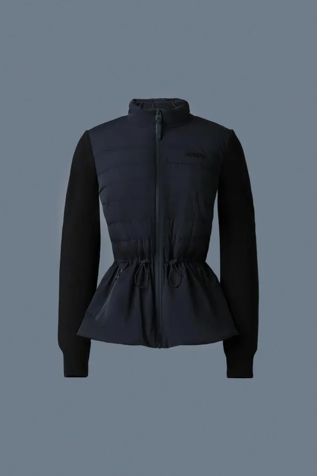 Light Jackets Women Mackage LAIKA Hybrid Down Jacket With Peplum Cream