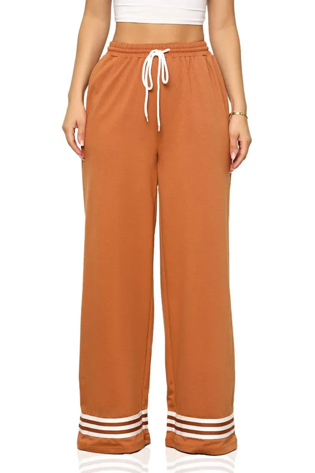 Lilly039s Kloset Bottoms Women Drawstring Wide Leg Pants Burnt Orange