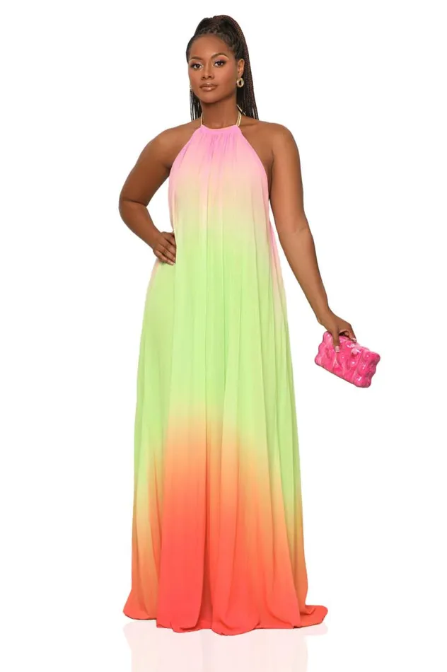 Lilly039s Kloset Dresses Women Ombre Halter Dress Pink Multi