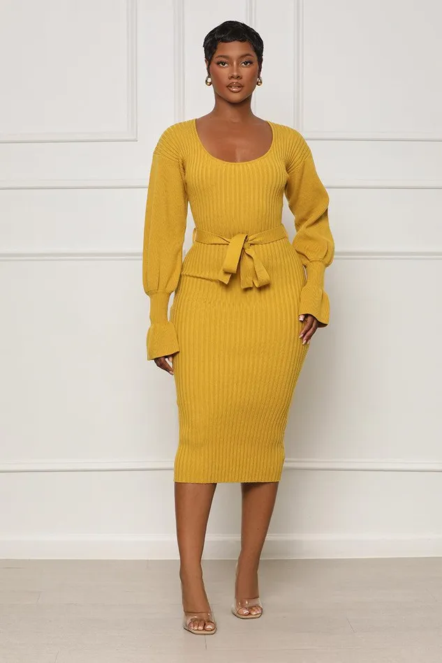 Lilly039s Kloset Dresses Women Scoop Me Away Sweater Dress Mustard FINAL SALE