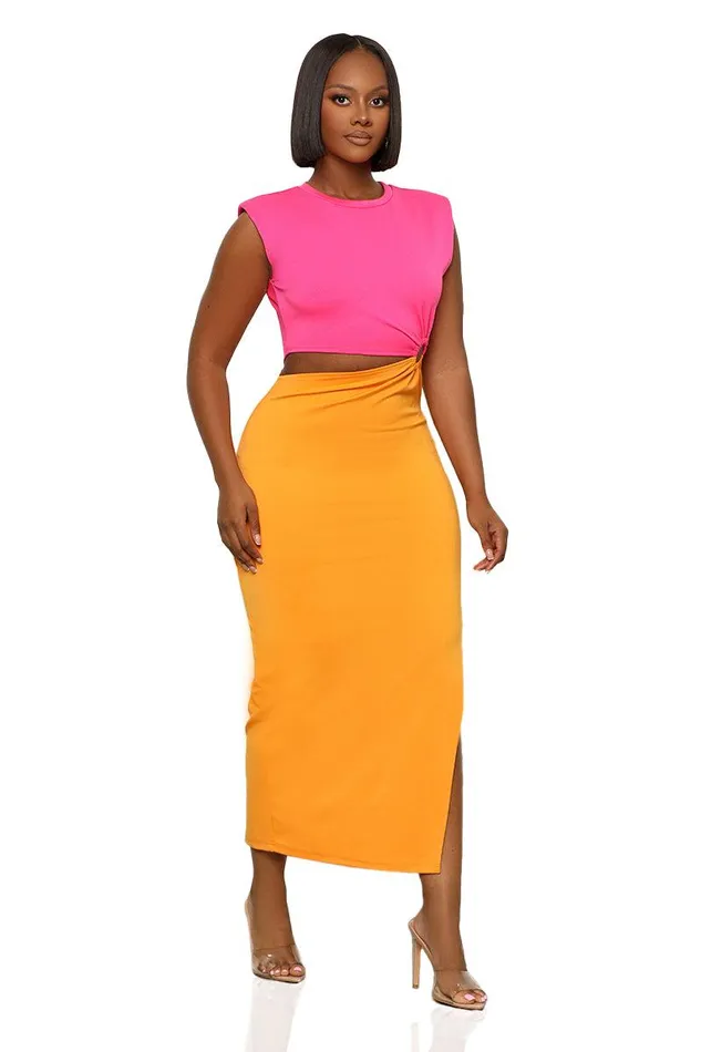 Lilly039s Kloset Dresses Women So Effortless ColorBlock CutOut Dress Orange Multi