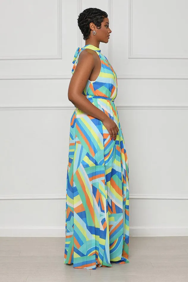 Lilly039s Kloset Dresses Women Sunset Breeze Maxi Dress Blue Multi FINAL SALE