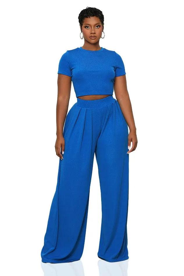 Lilly039s Kloset Sets Women Just Blue Wide Leg Pants Set
