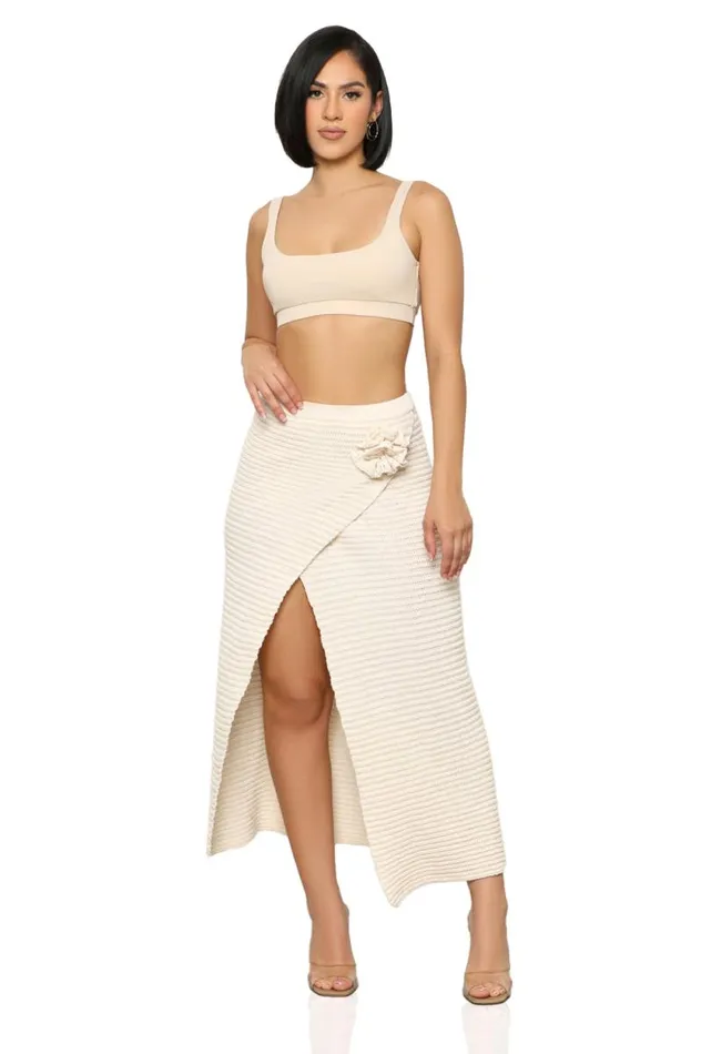 Lilly039s Kloset Skirts Women Wanderlust High Slit Skirt Cream