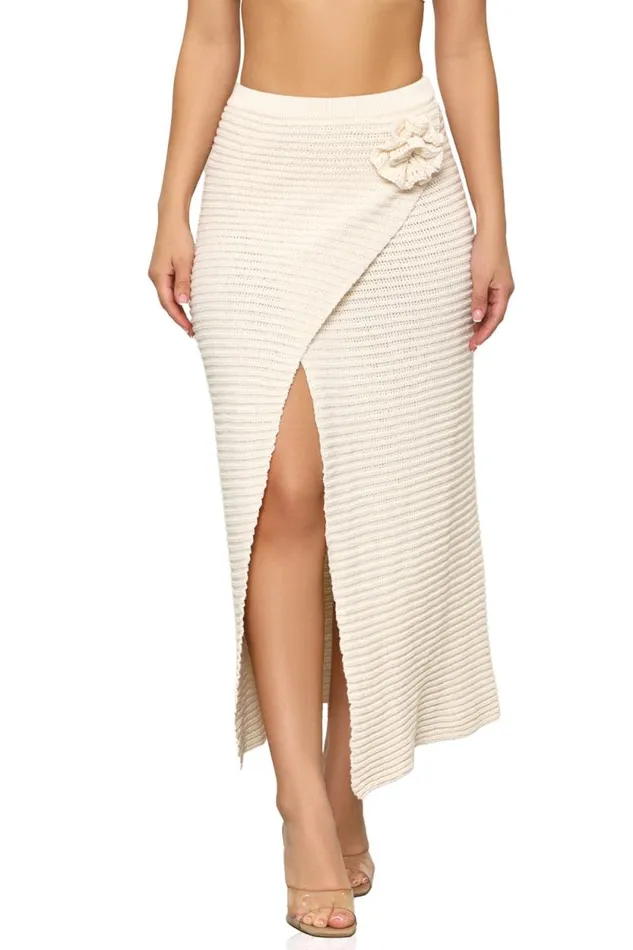 Lilly039s Kloset Skirts Women Wanderlust High Slit Skirt Cream