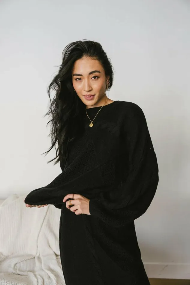 Lilly Cable Knit Sweater In Black Black Women Bohme Sets