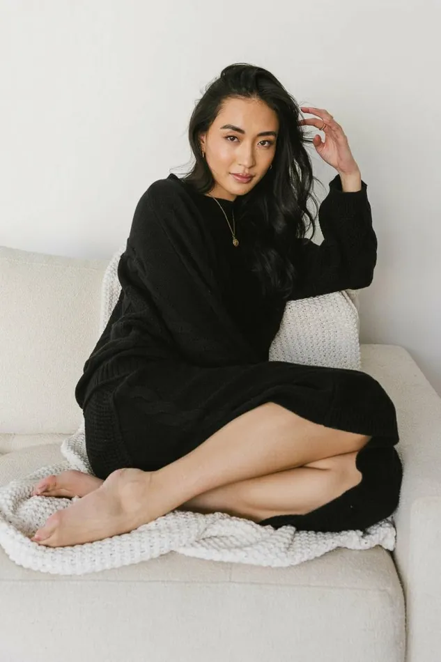 Lilly Cable Knit Sweater In Black Black Women Bohme Sets