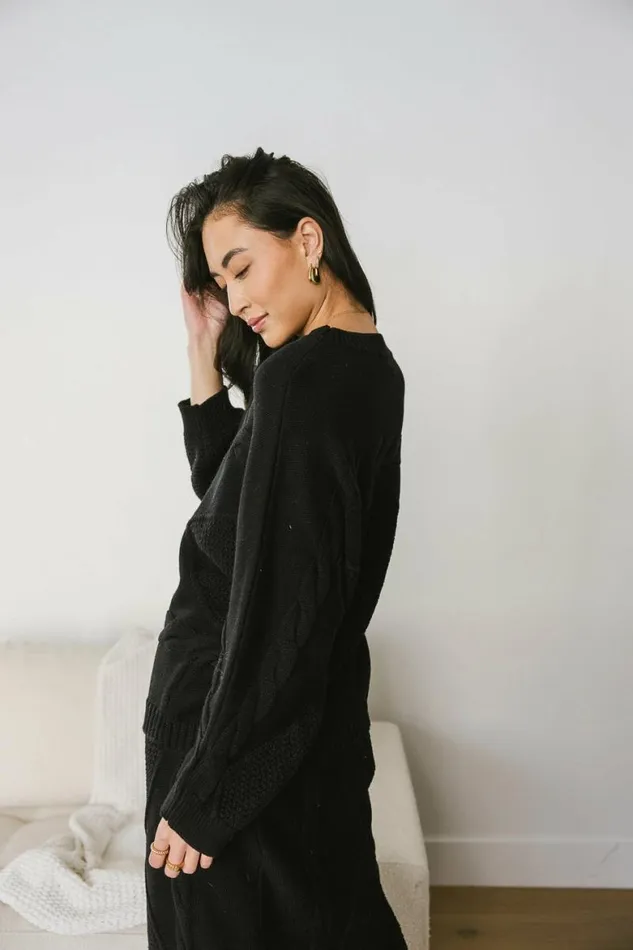 Lilly Cable Knit Sweater In Black Black Women Bohme Sets