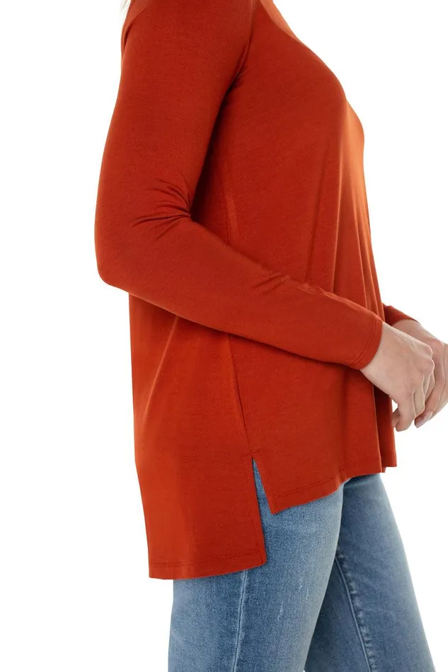 Liverpool Los Angeles LONG SLEEVE SCOOP NECK TEE Terracotta Women TSHIRTS