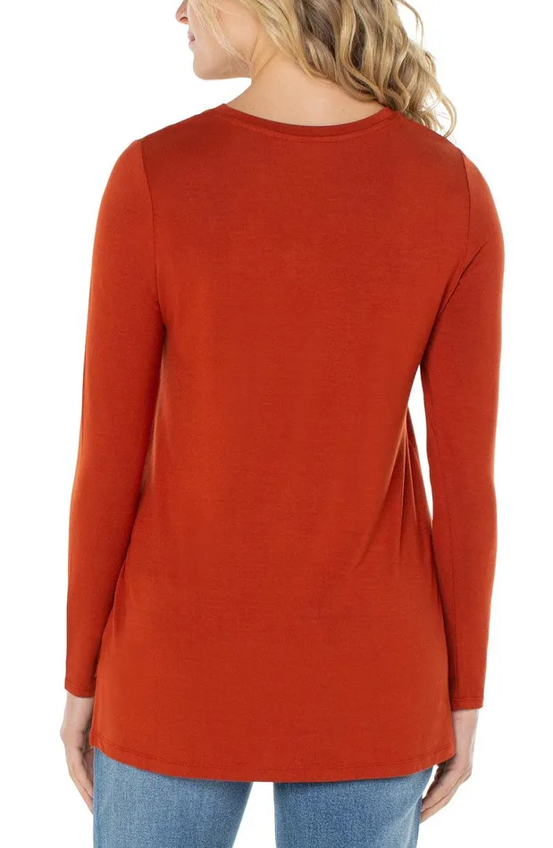 Liverpool Los Angeles LONG SLEEVE SCOOP NECK TEE Terracotta Women TSHIRTS