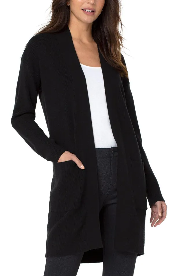 Liverpool Los Angeles OPEN FRONT CARDIGAN SWEATER Black Women SWEATERS