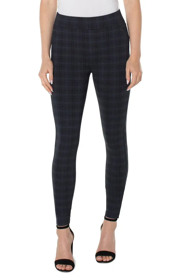 Liverpool Los Angeles PULLON LEGGING Night Sky Blue Plaid Women KNIT PULLONS