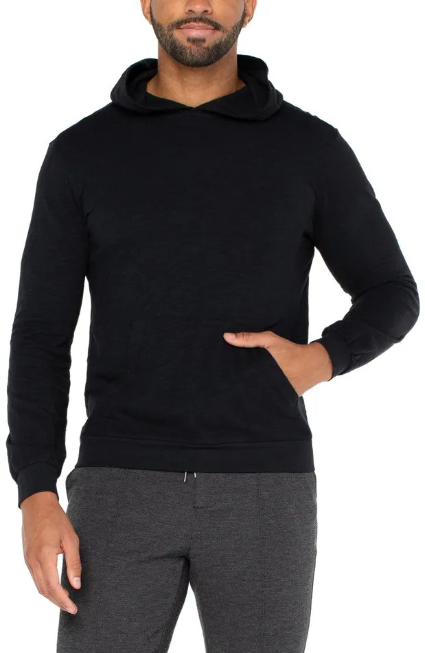 Liverpool Los Angeles SLUB KNIT HOODIE Black Men SLUB HOODIES