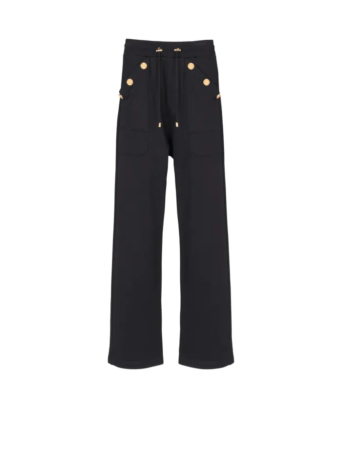 Loosefitting Buttoned Joggers Black Women Balmain Trousers And Shorts