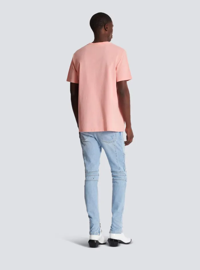 Loose Tshirt With Vintage Embroidery Pink Men Balmain TShirts