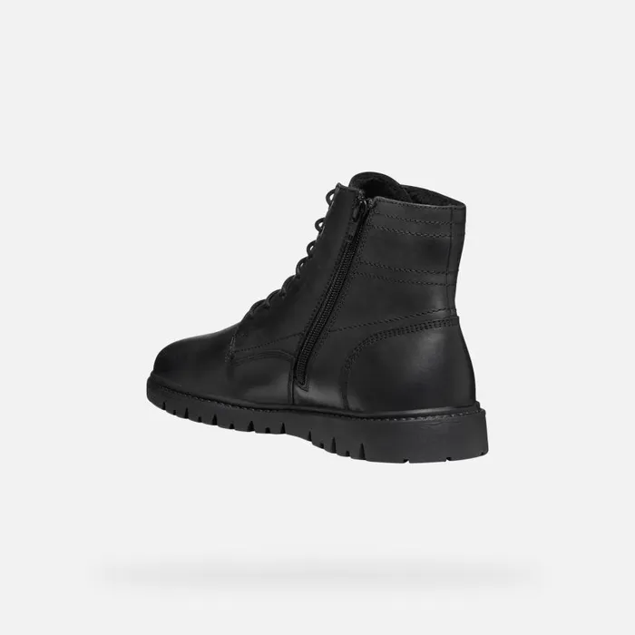 Man Geox Ankle Boots GHIACCIAIO MAN Black Ankle Boots With Laces Black