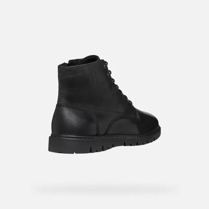 Man Geox Ankle Boots GHIACCIAIO MAN Black Ankle Boots With Laces Black