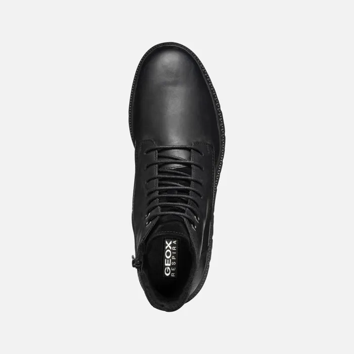 Man Geox Ankle Boots GHIACCIAIO MAN Black Ankle Boots With Laces Black