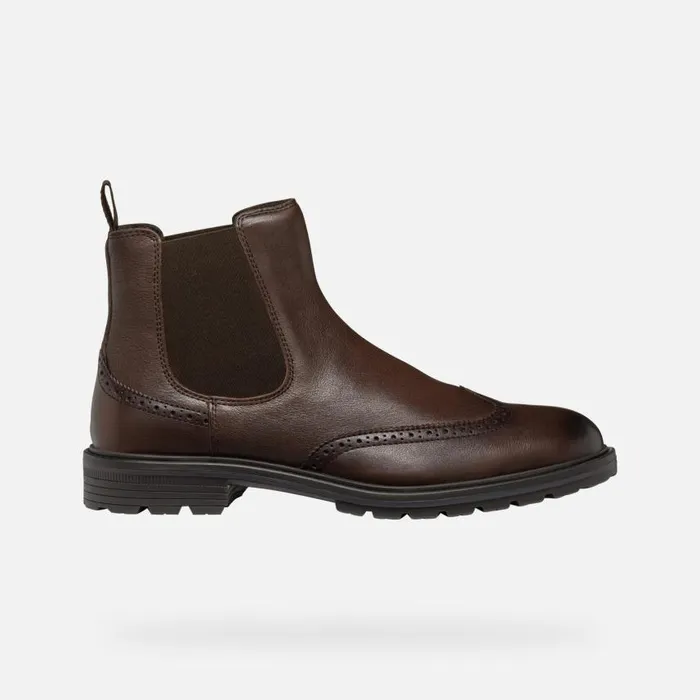 Man Geox Ankle Boots WALK PLEASURE C MAN Coffee Chelsea Boots Coffee