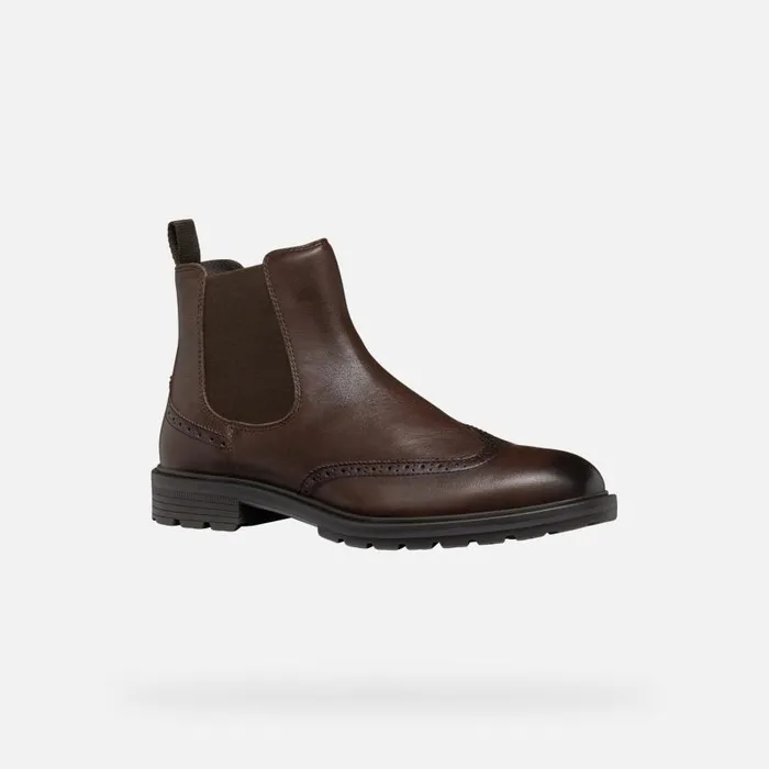 Man Geox Ankle Boots WALK PLEASURE C MAN Coffee Chelsea Boots Coffee