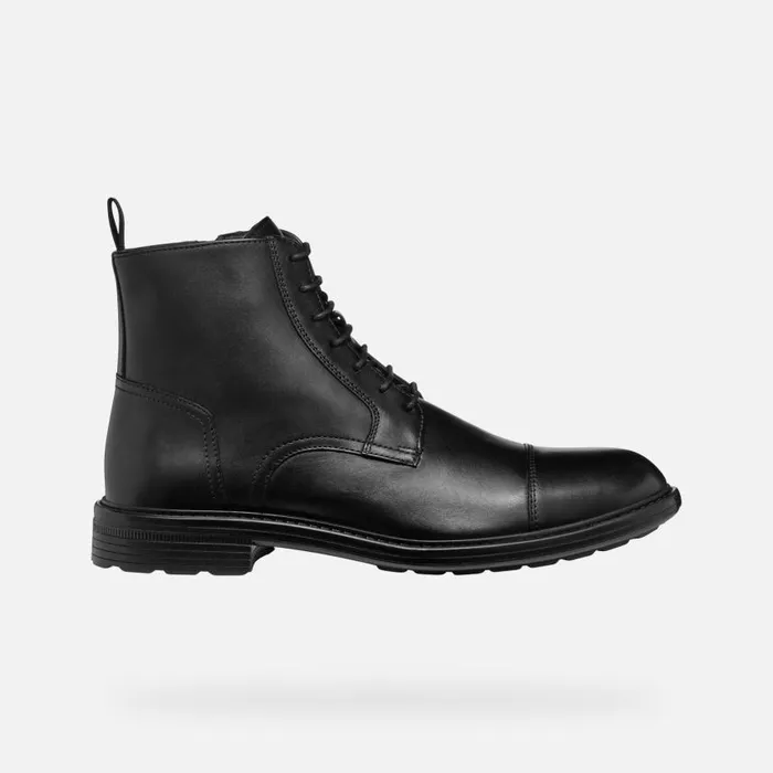Man Geox Ankle Boots WALK PLEASURE MAN Black Ankle Boots With Laces Black