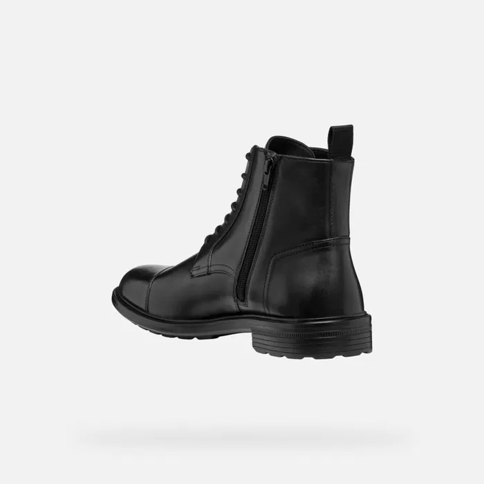 Man Geox Ankle Boots WALK PLEASURE MAN Black Ankle Boots With Laces Black