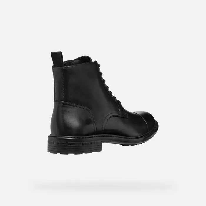 Man Geox Ankle Boots WALK PLEASURE MAN Black Ankle Boots With Laces Black
