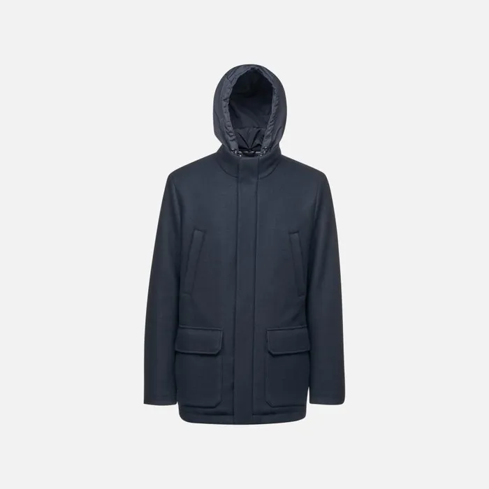 Man Geox Down Jackets MONREALE MAN Sky Captain Short Coat Sky Captain