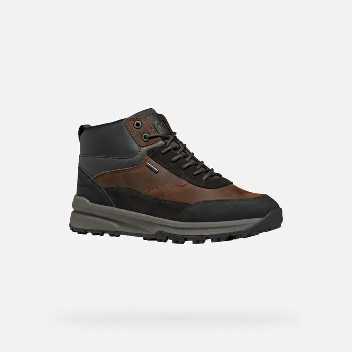 Man Geox Sneakers STERRATRAIL GRIP ABX MAN Dark Coffee Waterproof Trainers Dark Coffee