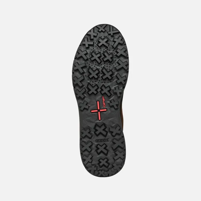 Man Geox Sneakers STERRATRAIL GRIP ABX MAN Dark Coffee Waterproof Trainers Dark Coffee