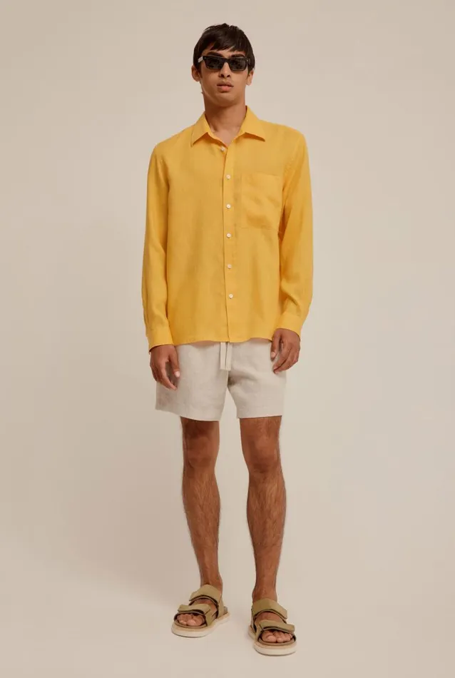 Man Venroy Shirts Long Sleeve Relaxed Linen Shirt