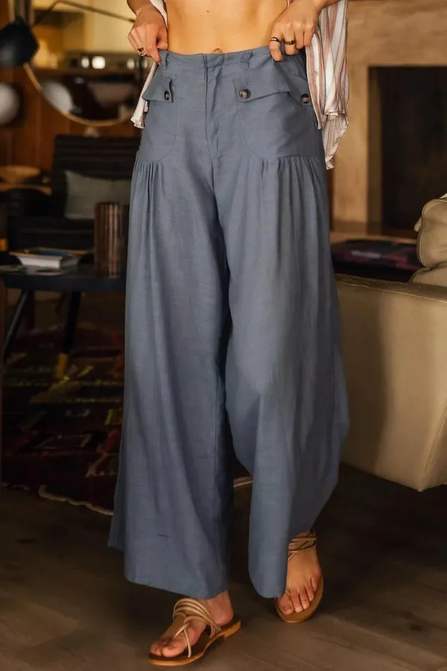 Mayson Wide Leg Pants In Blue Blue Women Bohme Pants